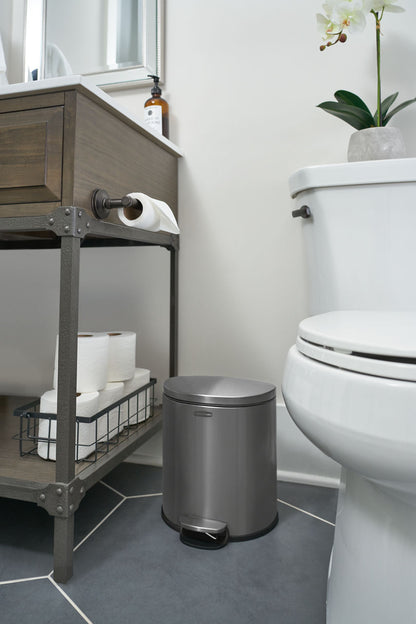 Stainless Steel Semi-Round Step-On Trash Can - US 8691