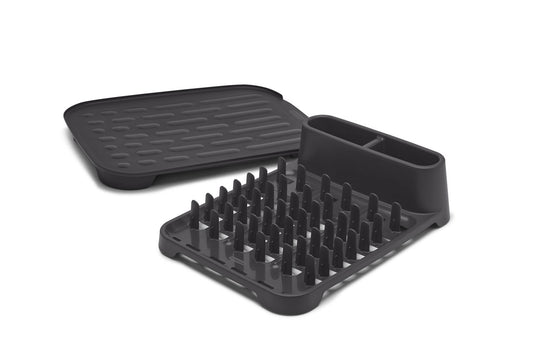 Rubbermaid® Antimicrobial Dish Drying Rack with Drainboard, Raven Grey, 2-Piece Set - US 3580